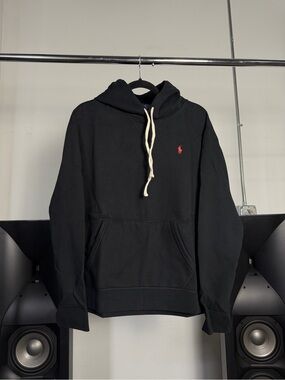 Ralph Lauren Black Cotton Pullover Hoodie
